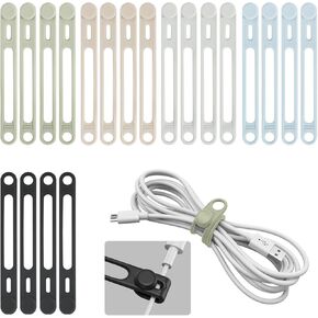 20-Pack Silicone Cable Ties Cord Organizer Reusable, Kanemc Cord Wrap Wire Organizers Cable Strap For Electronics, Even As Curtain Tie Backs Bread Ties Cable Hook For Hanging (Black)
