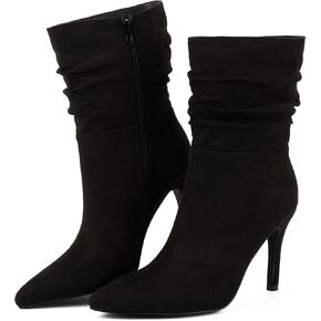 Putu Women's Stiletto High Heel Boots Slouchy Ankle Boots Sexy Dress Boots