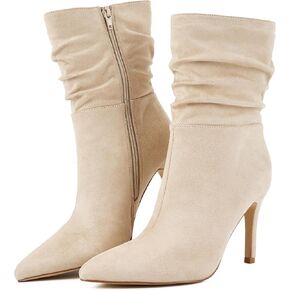 Putu Women's Stiletto High Heel Boots Slouchy Ankle Boots Sexy Dress Boots