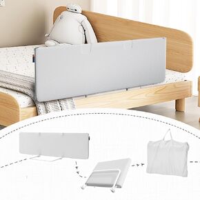 Folding Crib Guard, Crib Guard for Infants/Children with Reinforced Safety Anchor for Singles, Twins, Full and King Size Beds - GreyGrey-(608-47.24inch)