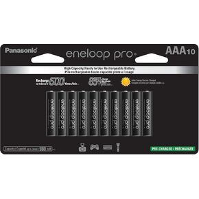 Eneloop Panasonic BK-4HCCA10FA pro AAA High-Capacity Ni-MH Pre-Charged Rechargeable Batteries, 10-Battery Pack