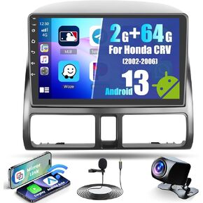[2+64GB] Ohradio Android 13 Car Stereo for Honda CR-V CRV 2002-2006 with Wireless Carplay Android Auto, 9" HD Touchscreen Car Radio with Mirror Link Bluetooth GPS WiFi SWC FM RDS DSP