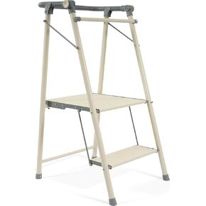 Elevon Foldable Toddler Tower, Toddler Step Stool, Metal Two Step Ladder Kids Step Stool with Wide Pedal for Kitchen Counter Bathroom Sink, Suitable Ages for 18 Months to 6 Years, Grayish White