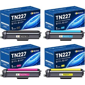 TN227 TN-227BK/C/M/Y High Yield Toner Cartridge 4 Pack Replacement for Brother TN227 TN-227 MFC-L3770CDW MFC-L3750CDW HL-L3290CDW Printer