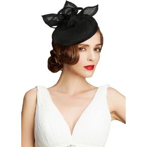 Sinamay Flower Feathers Pillbox FascinatorHat Derby Headband forWeddingTea PartyChurchHat for Cocktail (D1-Dark Green)…