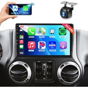 2G+64G for Jeep Wrangler JK Compass Grand Cherokee Dodge Ram Android 13 Car Stereo with Wireless Carplay Android Auto, 10.1 Inch Touch Screen Car Radio Support GPS/WiFi/Bluetooth/Backup Camera