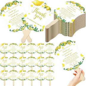 DoubleFill 50 Pcs Hand Held Wedding Fans for Guests Wedding Hand Fan Bulk Kraft Paper Fans for Wedding Thank You Handheld Wedding Favors Fans with Wooden Handle for Ceremony Bridal Shower Party