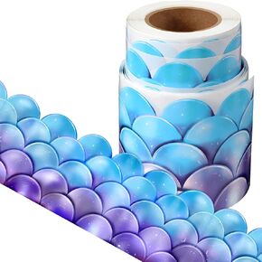 Self Adhesive Border Mermaid Scallops Bulletin Board Border Trim Ocean Beach Themed Classroom Decorations Borders for Bulletin Boards Office Chalkboard Decors, 49.2 Feet (Blue Purple)