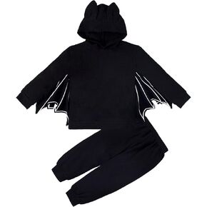 Magic Park 12M-6Y Baby Halloween Clothes Toddler Bat Outfits Kid Halloween Clothing Boy Girl Bat Hooded Tops Pants Winter Set