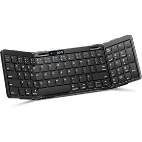 Foldable Bluetooth Keyboard, Full-Size Folding Portable Keyboard with Numeric Keypad, Battery Display & Lock Hinge, Travel Wireless Keyboard for Tablet Smartphone Laptop PC Windows iOS Android