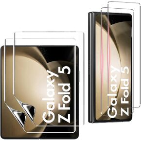 لهاتف Samsung Galaxy Z Fold 5/ Z Fold 4 واقي شاشة، 4 في 1 [عبوتين داخل طبقة مرنة + عبوتين من الزجاج المقوى الأمامي] مضاد للخدش، شفاف عالي الدقة، خالٍ من الفقاعات in Kuwait