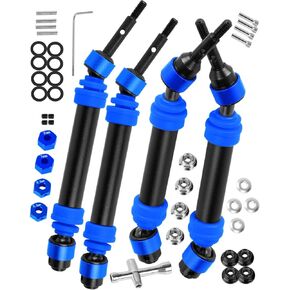 hopsupRC #45 Steel RC Drive Shaft Axles Upgrades Part for 1/10 Slash&rustler&Stampede 4X4(VXL),Harden Front Rear CVD Driveshafts Hops up,Black witrh Titanium(4PCS)