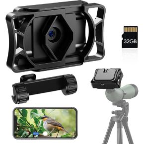APEXEL WiFi Telescope Camera 32GB Wireless Electronic Eyepiece, 360° Telescope Phone Adapter for Android & iPhone, Digital Binocular Photo Adapter for Telescope, Monocular, Microscope, Spotting Scope