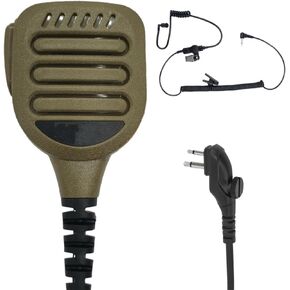 IP65 Waterproof Shoulder Mic Walkie Talkie Police Radio Speaker Microphone with 3.5mm Audio Jack Reinforced Cable Compatible with HYT Hytera BD502i BD402i PD502i TC-508 (Color Coffee)