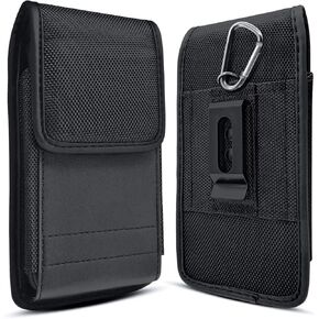 Cell Phone Holster for Galaxy S24+ Plus, S23+, S22+ Plus, S21+, S20+, S10+, S9+, A53, A52, A51, A50, Belt Holder Case with Clip, Carabiner, ID Card Pouch Cover (Fits Phone with Otterbox Case)