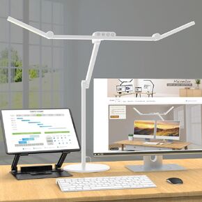 Micomlan Architect Desk Lamp with Atmosphere Lighting, Adjustable Led Desk Light for Home Office with Base, 24W Bright Auto Dimming Table Light with Rotatable Swing Arm for Workbench Computer