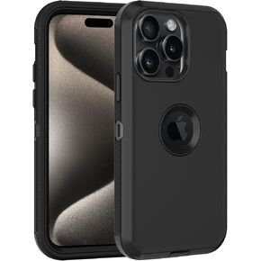 for iPhone 15 Pro Max Case, with Built in Screen Protector Heavy Duty Drop Protection, Full Body Rugged Shockproof Dust Proof Protective Phone Cover for Apple iPhone 15 Pro Max 6.7" (Black/Orange)