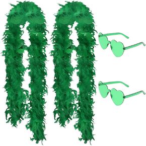 HaiMay 4.4 Yards 40G Turkey Feather Boa for Craft Clothes Accessories Party Decoration, 4 Pieces Blue Feather Boas with Sunglasses