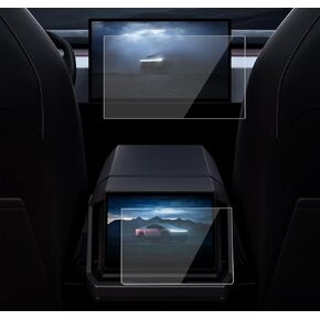 Tempered Glass Screen Protector for 2024 2023 Tesla Model S Model X (Plaid & Long Range) Navigation and Rear Display Touchscreen Accessories 9H High Clear Anti-Scratch (1 set)
