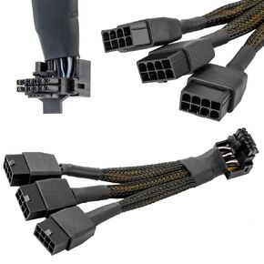16 AWG PCIE 5.0 12VHPWR 600W 3x8 Pin to 16Pin (12+4Pin) 90 Degree Right Angle Supply Adapter Cable for Graphics Card RTX 4090 4080 3090TI 4070Ti (B Type)