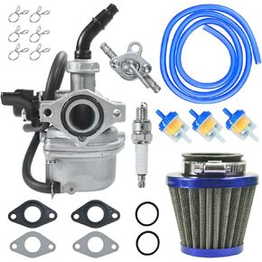 PZ19 Carburetor Carb Air Filter Fuel Line Kit for 50cc 70cc 90cc 110cc 125cc Tao Tao GK110 Baja SSR Apollo Coolster Chinese Kids Four Wheeler ATV Go Kart CRF50 XL70 Dirt Pit Bike Motor Black