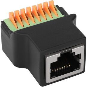 QIANRENON RJ45 to 8Pin Quick Connect Solderless Adapter RJ45 8P8C Female to 8Pin Terminal Network Connector RJ45 Quick Spring Terminal Crimp Extender, for CAT5/6/7 Audio Analog GPIO