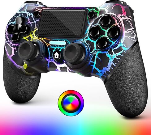 قطعتان من وحدة التحكم اللاسلكية لجهاز PS4، وظيفة الصوت والتوربو مقاس 3.5 مم، عصا تحكم باللونين الأبيض والأسود بتصميم مخصص V2 Gamepad لجهاز PS4، متوافقة مع PS4 وSlim وPro والكمبيوتر الشخصي in Saudi Arabia
