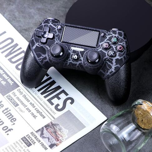 قطعتان من وحدة التحكم اللاسلكية لجهاز PS4، وظيفة الصوت والتوربو مقاس 3.5 مم، عصا تحكم باللونين الأبيض والأسود بتصميم مخصص V2 Gamepad لجهاز PS4، متوافقة مع PS4 وSlim وPro والكمبيوتر الشخصي in Saudi Arabia
