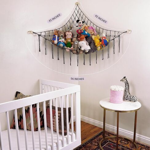 زاوية أرجوحة كبيرة للحيوانات المحشوة - تخزين الحيوانات المحشوة - شبكة حيوانات محشوة من القطن الطبيعي بنسبة 100% من المكرامية - منظم أشياء الحيوانات - شبكة لزاوية الحيوانات المحشوة - بيج كبير in Kuwait