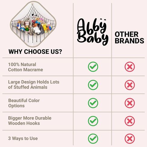 زاوية أرجوحة كبيرة للحيوانات المحشوة - تخزين الحيوانات المحشوة - شبكة حيوانات محشوة من القطن الطبيعي بنسبة 100% من المكرامية - منظم أشياء الحيوانات - شبكة لزاوية الحيوانات المحشوة - بيج كبير in Kuwait