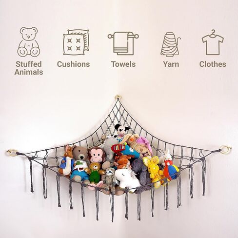 زاوية أرجوحة كبيرة للحيوانات المحشوة - تخزين الحيوانات المحشوة - شبكة حيوانات محشوة من القطن الطبيعي بنسبة 100% من المكرامية - منظم أشياء الحيوانات - شبكة لزاوية الحيوانات المحشوة - بيج كبير in Kuwait