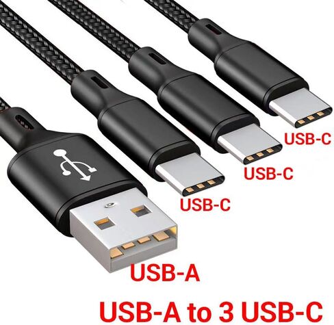 كابل شحن مقسم USB-C مزدوج، حزمة من قطعتين بطول 6.6 أقدام، يعمل على تشغيل ما يصل إلى جهازين USB C في وقت واحد، متعدد USB من النوع C لهاتف iPhone 15 Pro/15 Pro Max/15 Plus، وiPad Air/Pro، وSamsung Galaxy S24 S23 A55، Tab S9، PS5، جوجل، كيندل in Kuwait