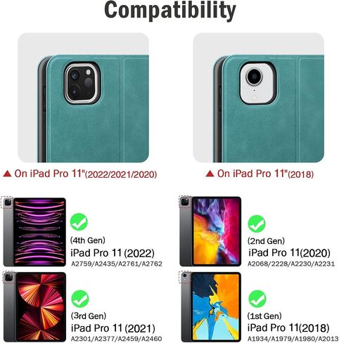 حافظة auaua لجهاز iPad Pro 11 بوصة 2022 الجيل الرابع، غطاء حامل من الجيل الثالث/الثاني/الأول مع حامل قلم رصاص، غطاء ذكي مقاوم للصدمات للنوم/الاستيقاظ التلقائي، جلد PU (بني) in Kuwait