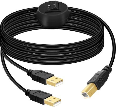 GELRHONR USB B Printer Cable Splitter, 14.7FT Printer Splitter for 2 Computers, Type B 2.0 Male to Dual USB A Male Y Cord 1 in 2 Out Print Cord Switcher 2 Computers Share Keyboard Mouse Scanner (4.5M) in Kuwait