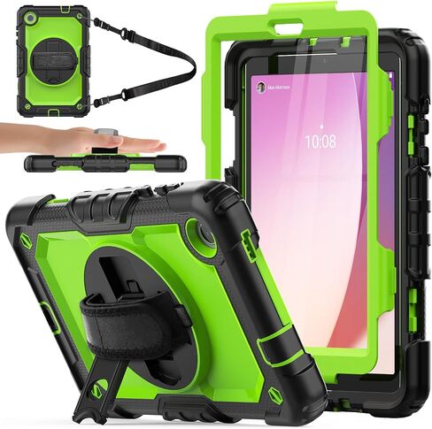 SIBEITU Case Compatible with Lenovo Tab M8 4th Gen 2023 TB-300FU with Screen Protector, M8 Case with Pen Holder, Full Body Drop-Proof Protection Case with 360° Rotate Stand Shoulder Strap (Black) in Saudi Arabia