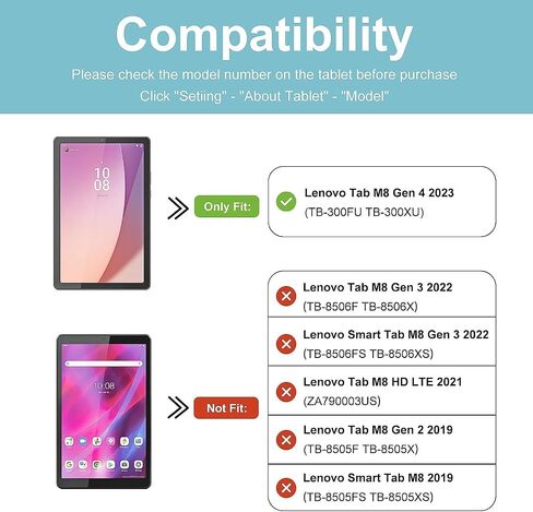 SIBEITU Case Compatible with Lenovo Tab M8 4th Gen 2023 TB-300FU with Screen Protector, M8 Case with Pen Holder, Full Body Drop-Proof Protection Case with 360° Rotate Stand Shoulder Strap (Black) in Saudi Arabia
