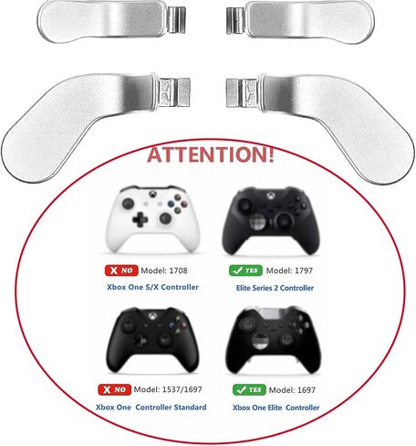 Ceozon استبدال المجاذيف الخلفية 4 قطع معدنية من الفولاذ المقاوم للصدأ أقفال الزناد لجهاز Xbox One Elite Controller Series 2 Xbox One Elite Back Buttons Accessories (فضي) in Kuwait