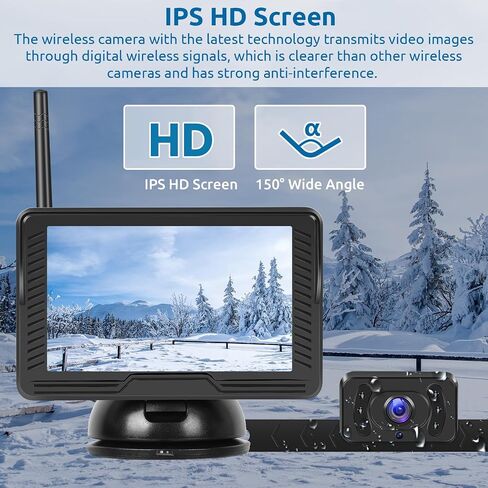 Podofo مجموعة كاميرا احتياطية لاسلكية 5 بوصة IPS HD شاشة كاميرا الرؤية الخلفية لشاحنة سيارة فان التخييم سيارات الدفع الرباعي التقاطات، IP69 مقاوم للماء، رؤية ليلية واضحة، خطوط دليل وقوف السيارات DIY in Saudi Arabia