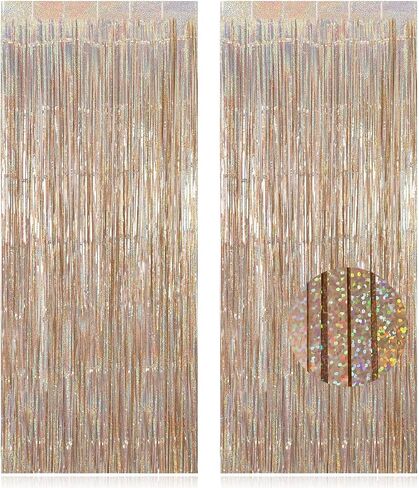 2 Pack Fringe Curtains Backdrops, Foil Fringe Curtains, Door Streamers for Birthday Wedding Bridal Shower Holiday Graduation Party Decorations, Photo Booth Backdrops, Light Purple in Kuwait