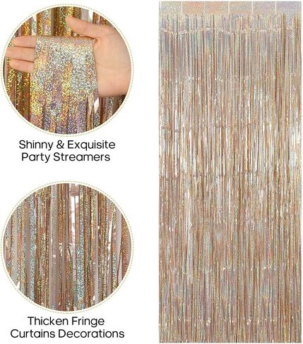 2 Pack Fringe Curtains Backdrops, Foil Fringe Curtains, Door Streamers for Birthday Wedding Bridal Shower Holiday Graduation Party Decorations, Photo Booth Backdrops, Light Purple in Kuwait