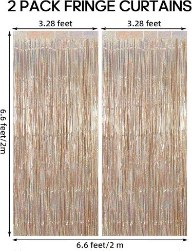 2 Pack Fringe Curtains Backdrops, Foil Fringe Curtains, Door Streamers for Birthday Wedding Bridal Shower Holiday Graduation Party Decorations, Photo Booth Backdrops, Light Purple in Kuwait
