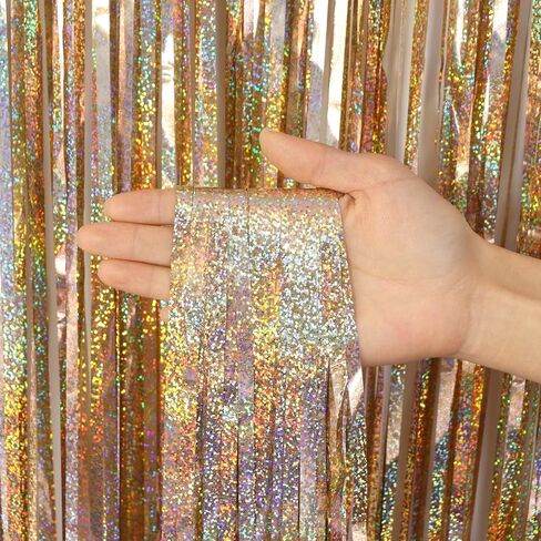 2 Pack Fringe Curtains Backdrops, Foil Fringe Curtains, Door Streamers for Birthday Wedding Bridal Shower Holiday Graduation Party Decorations, Photo Booth Backdrops, Light Purple in Kuwait