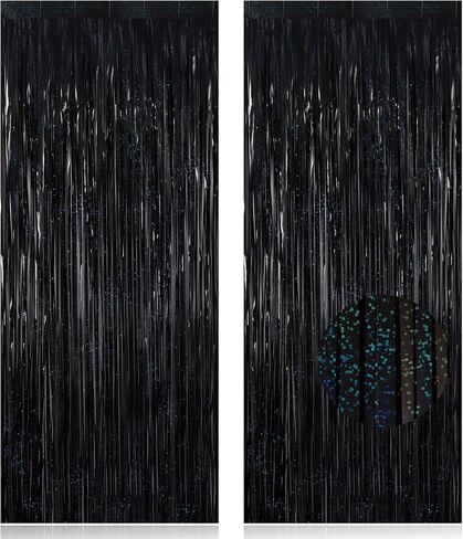 2 Pack Fringe Curtains Backdrops, Foil Fringe Curtains, Door Streamers for Birthday Wedding Bridal Shower Holiday Graduation Party Decorations, Photo Booth Backdrops, Light Purple in Kuwait