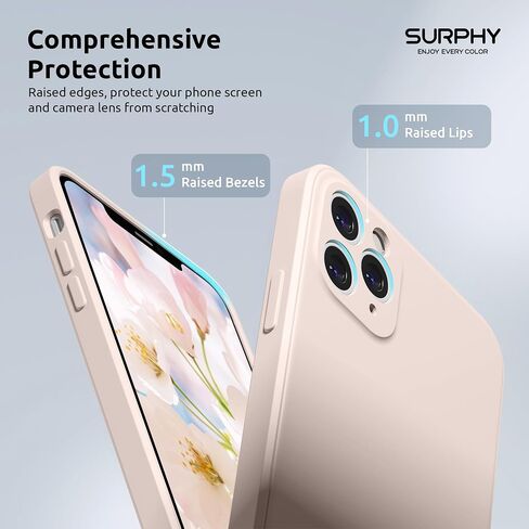 SURPHY Design for iPhone 11 Pro Case with Camera Protection, Straight Edges Liquid Silicone Phone Case for iPhone 11 Pro 5.8 inches, Light Pink in Kuwait