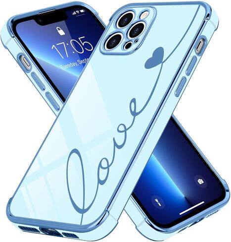 LCHULLE متوافق مع حافظة iPhone 15 Pro Max للنساء والفتيات، تصميم لطيف فاخر على شكل قلب الحب، غطاء ناعم من مادة TPU مقاوم للصدمات، حماية كاملة لعدسات الكاميرا، جراب هاتف لهاتف iPhone 15 Pro Max، أسود in Kuwait