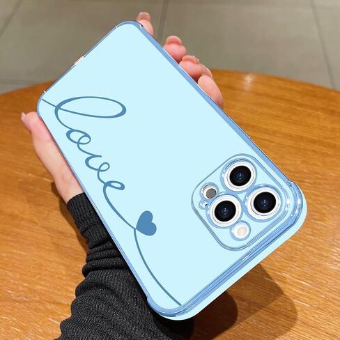 LCHULLE متوافق مع حافظة iPhone 15 Pro Max للنساء والفتيات، تصميم لطيف فاخر على شكل قلب الحب، غطاء ناعم من مادة TPU مقاوم للصدمات، حماية كاملة لعدسات الكاميرا، جراب هاتف لهاتف iPhone 15 Pro Max، أسود in Kuwait