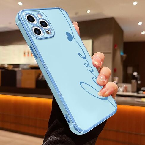LCHULLE متوافق مع حافظة iPhone 15 Pro Max للنساء والفتيات، تصميم لطيف فاخر على شكل قلب الحب، غطاء ناعم من مادة TPU مقاوم للصدمات، حماية كاملة لعدسات الكاميرا، جراب هاتف لهاتف iPhone 15 Pro Max، أسود in Kuwait