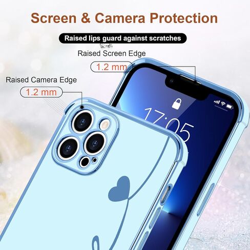 LCHULLE متوافق مع حافظة iPhone 15 Pro Max للنساء والفتيات، تصميم لطيف فاخر على شكل قلب الحب، غطاء ناعم من مادة TPU مقاوم للصدمات، حماية كاملة لعدسات الكاميرا، جراب هاتف لهاتف iPhone 15 Pro Max، أسود in Kuwait