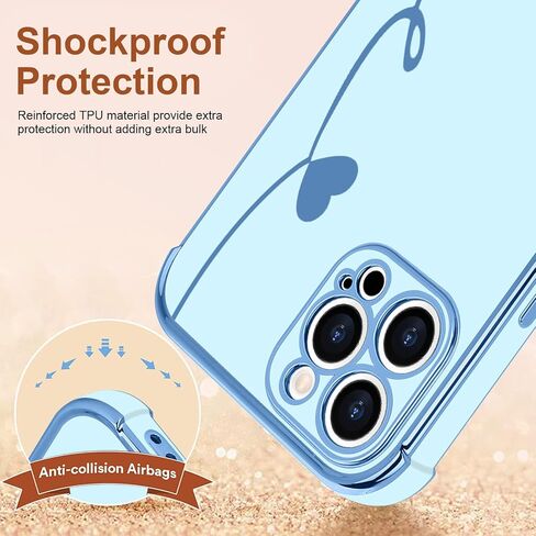LCHULLE متوافق مع حافظة iPhone 15 Pro Max للنساء والفتيات، تصميم لطيف فاخر على شكل قلب الحب، غطاء ناعم من مادة TPU مقاوم للصدمات، حماية كاملة لعدسات الكاميرا، جراب هاتف لهاتف iPhone 15 Pro Max، أسود in Kuwait
