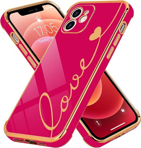 LCHULLE متوافق مع حافظة iPhone 15 Pro Max للنساء والفتيات، تصميم لطيف فاخر على شكل قلب الحب، غطاء ناعم من مادة TPU مقاوم للصدمات، حماية كاملة لعدسات الكاميرا، جراب هاتف لهاتف iPhone 15 Pro Max، أسود in Kuwait